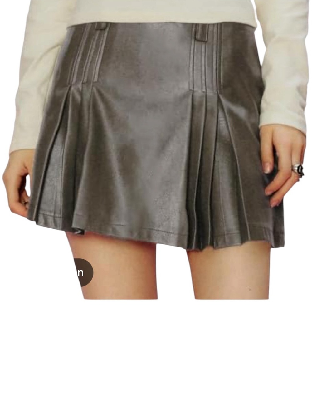 Urban Revivo NWT Black Pleated Vegan Leather Skort Size 4 Preppy Y2K